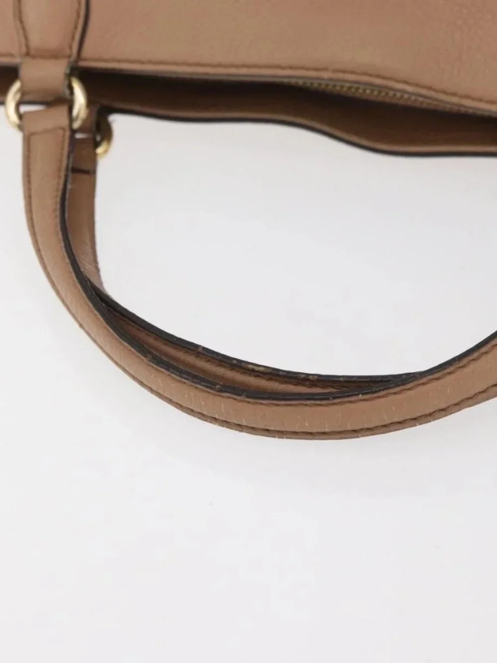 GUCCI Soho Interlocking Hand Bag Leather 2way Gold Beige 369176 Auth ka3592